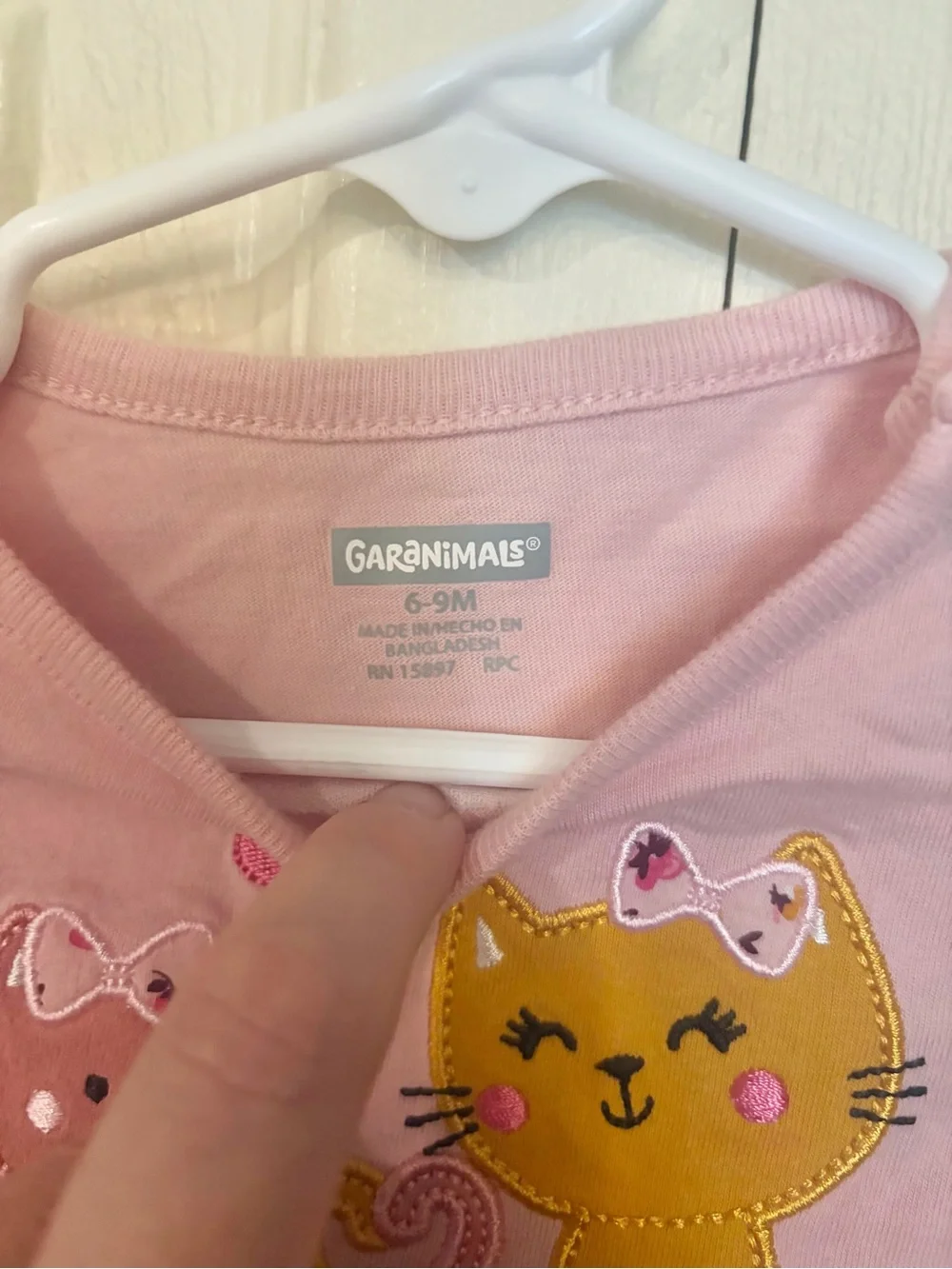 Garnims Light Pink Long-Sleeve Tutu One-Piece Kitty Patch 6-9 months
